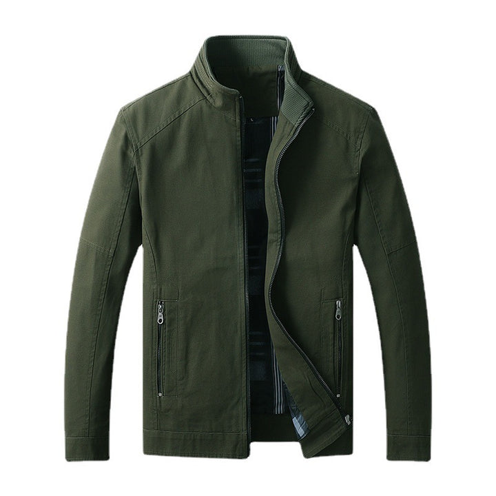 Herren funktionaler Canvas-Zip-Blouson mit Stehkragen und verdeckten Reißverschlusstaschen Drune