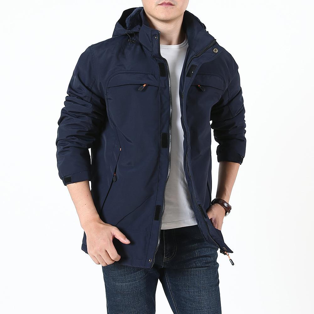 Herren Leichter Softshell-Parka mit Fleecegefütterter Kapuze und Multifunktions‑Taschen Drune