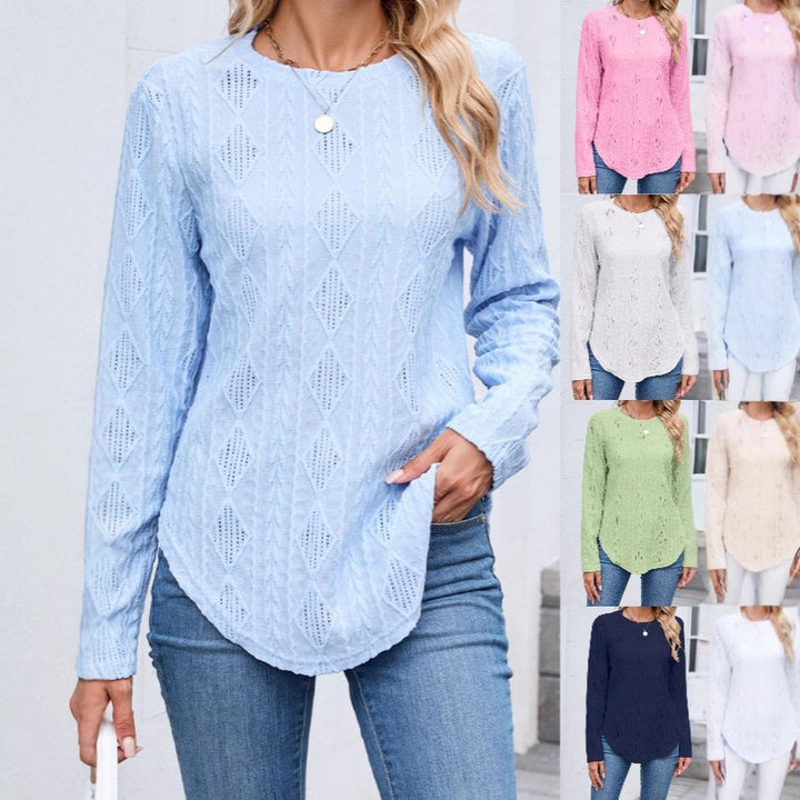 Damen Feinstrukturierter Strickpullover mit Ajour‑Diamantmuster und gerundetem Saum Drune
