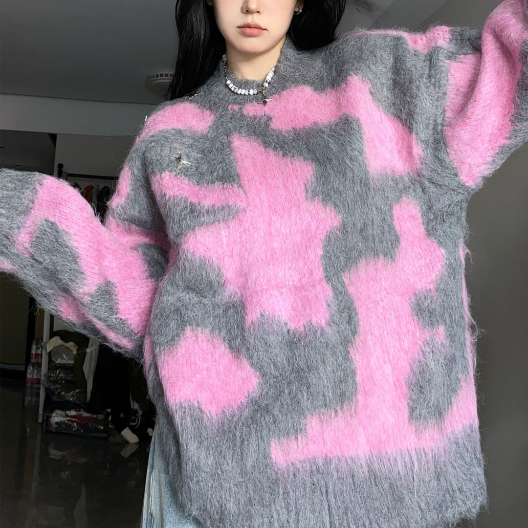 Damen Oversized Strickpullover mit modernem Muster und lässigem Schnitt Drune