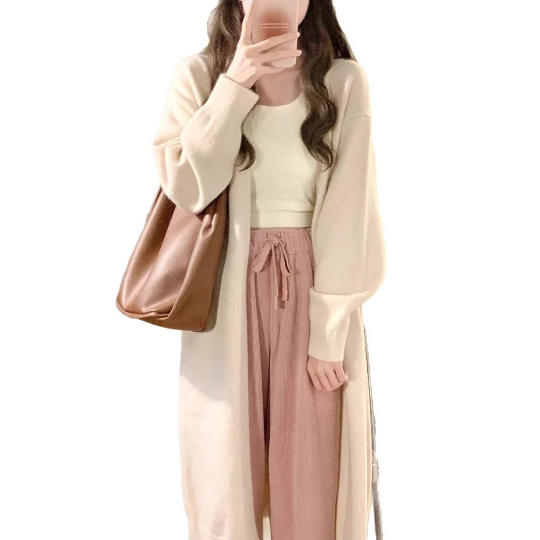 Damen Langer Strickmantel aus hochwertigem Material mit praktischen Taschen Drune