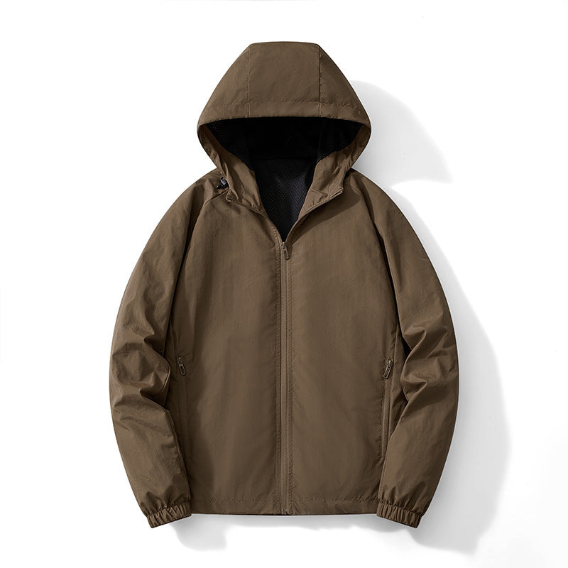 Herren Ultraleichter Kapuzen-Windbreaker mit atmungsaktivem Mesh‑Futter und verdecktem Reißverschluss Drune