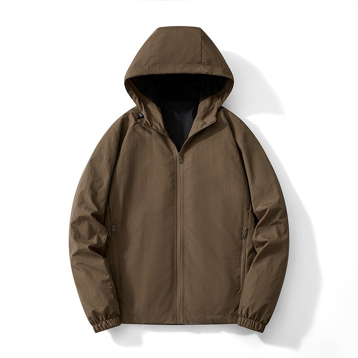 Herren Ultraleichter Kapuzen-Windbreaker mit atmungsaktivem Mesh‑Futter und verdecktem Reißverschluss Drune