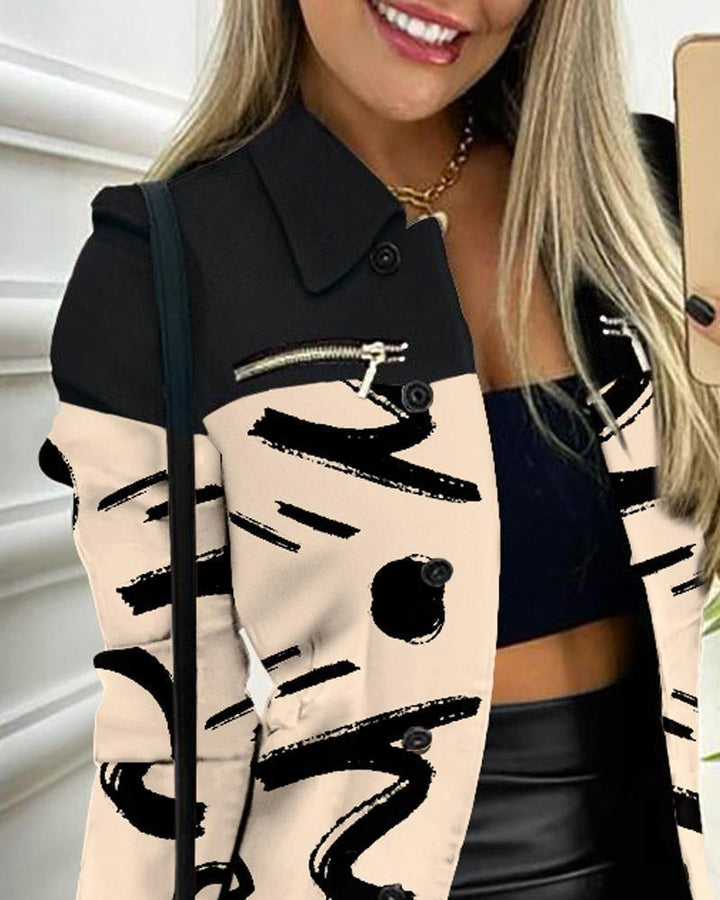 Damen nan karierter Longblazer im Shacket-Stil mit dekorativen Reißverschlüssen Drune