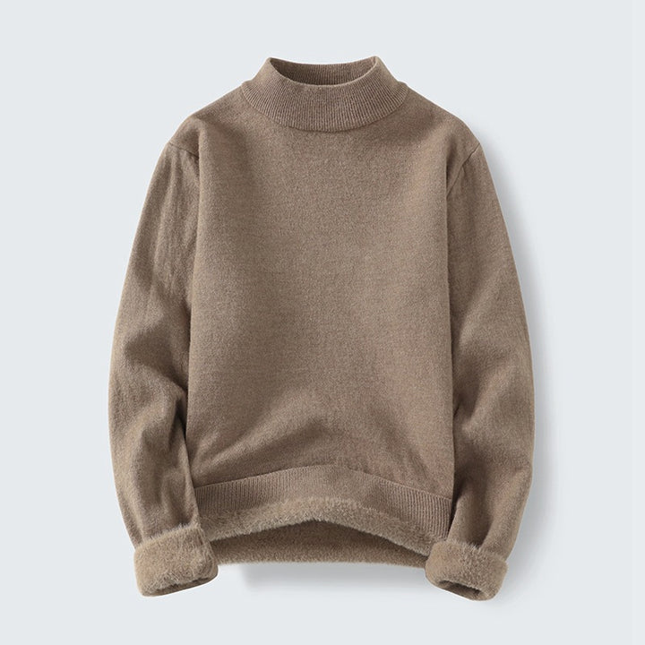 Damen Feinstrick-Mockneck-Pullover mit wärmendem Fleece-Innenfutter und umgeschlagenen Teddy-Bündchen Drune