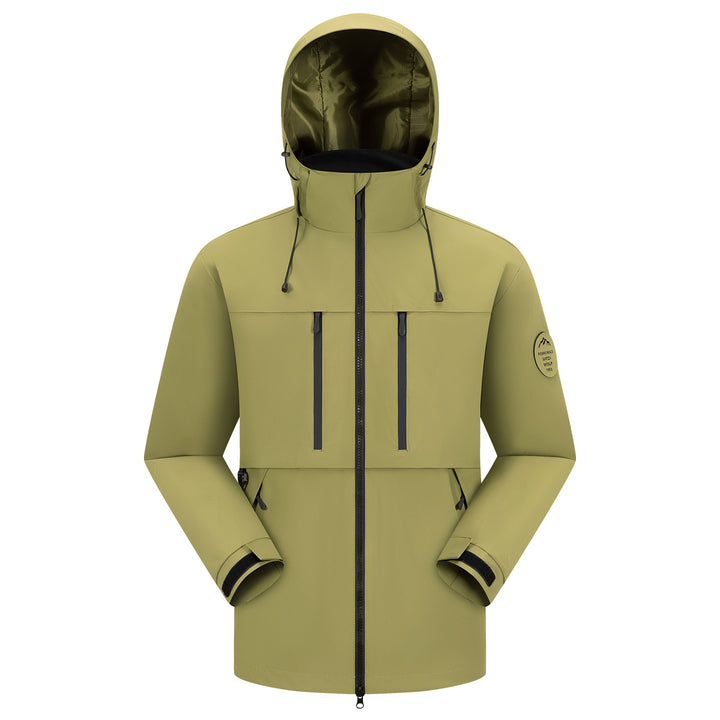 Herren Wasserdichte atmungsaktive Softshell Outdoorjacke mit verstellbarer Kapuze Drune