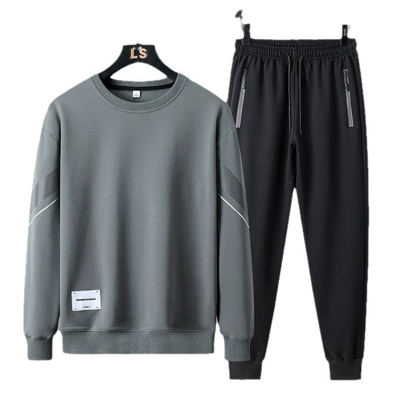 Herren Sportliches Freizeit-Trainingsset aus Sweatshirt & Jogginghose mit Reißverschlusstaschen Drune