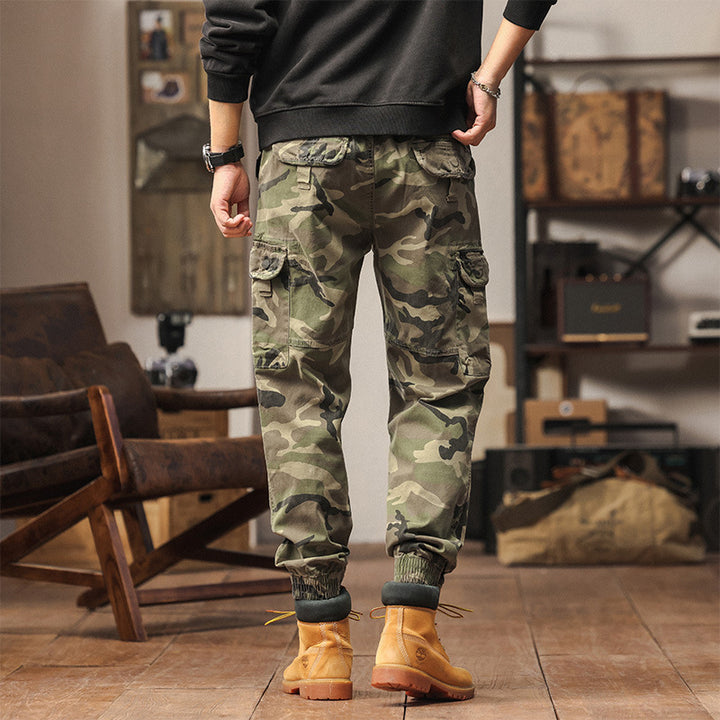 Herren Military-Style Cargo-Jogger aus Baumwollmix mit elastischem Tunnelzugbund und modularen Klappentaschen Drune