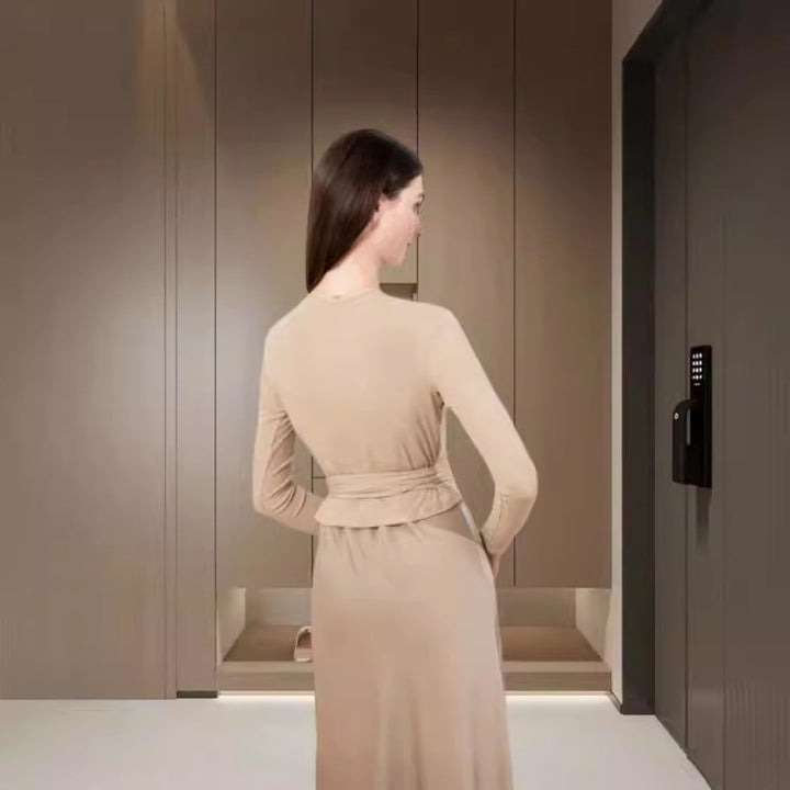 Damen Wickeloberteil und Maxikleid-Set Drune