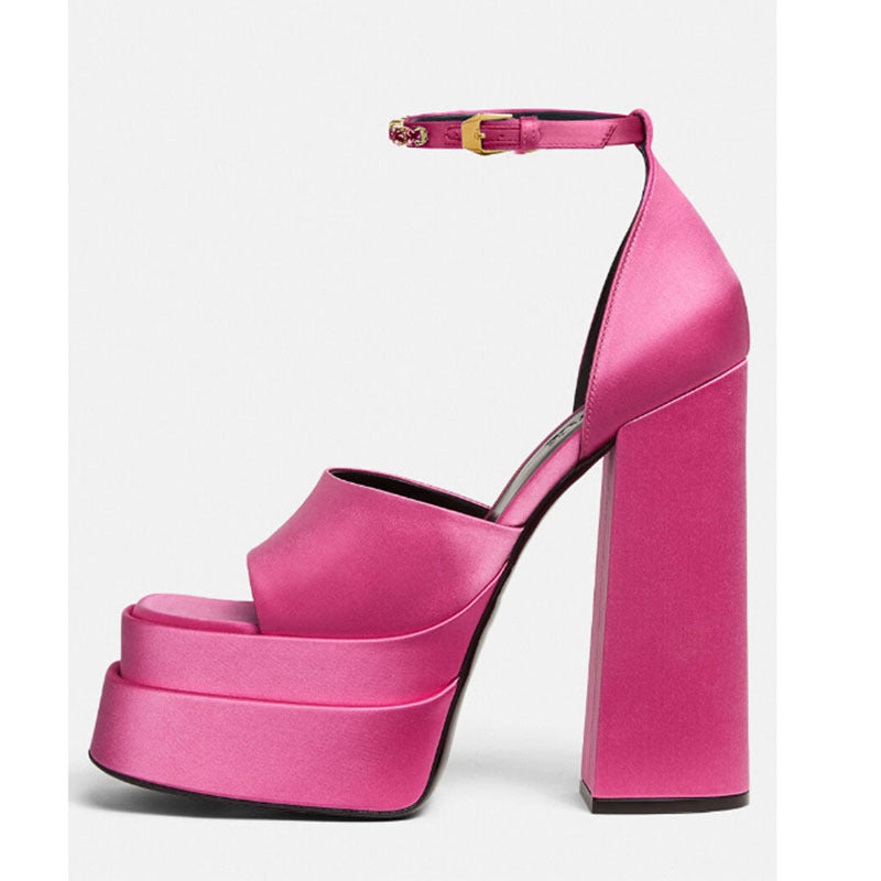 Damen High-Platform Open-Toe Sandalen mit verziertem Knöchelriemen Drune