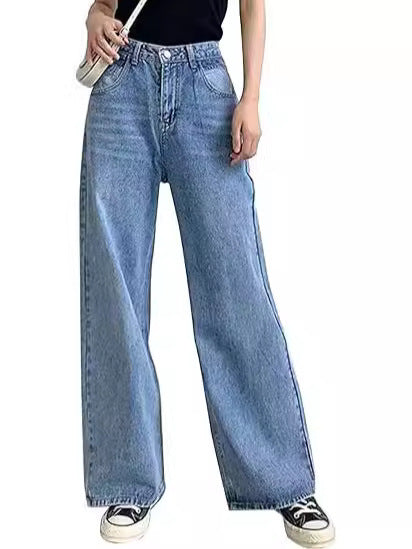 Damen weite Hochtaillen-Jeans mit komfortablem Sitz und lässigem Stil Drune