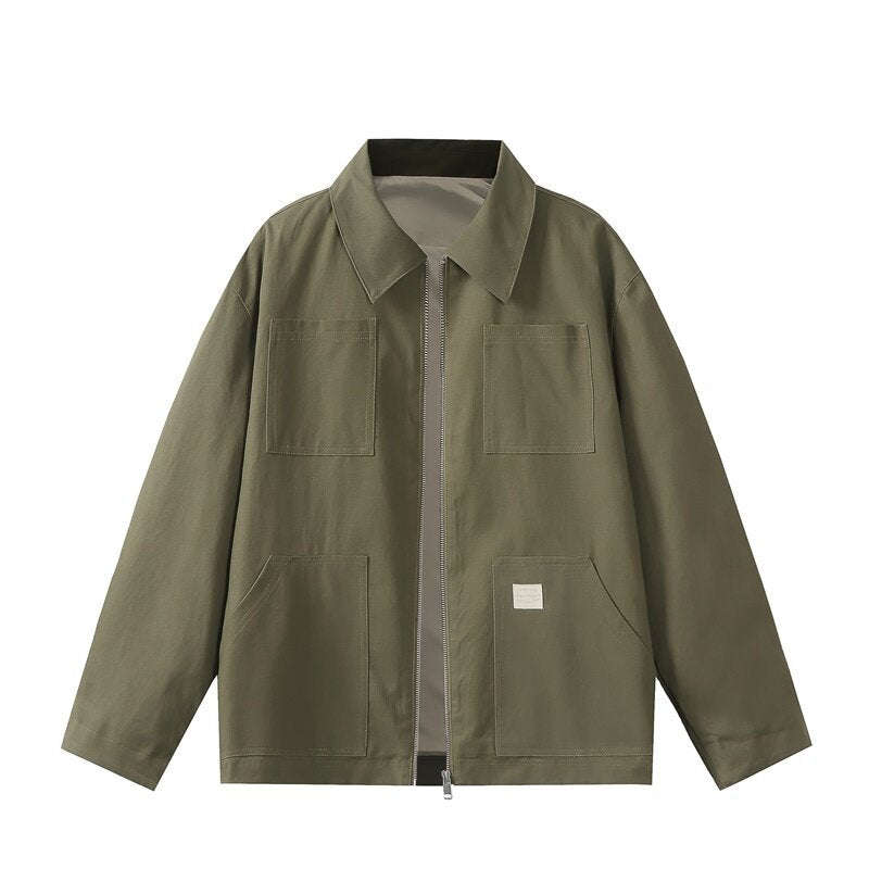 Herren Utility-Worker-Jacke mit durchgehendem Reißverschluss, aufgesetzten Taschen und geradem Schnitt Drune