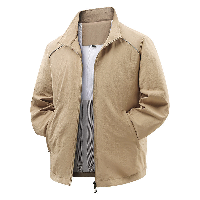 Herren  leichte verpackbare Zip-Up Windbreaker-Jacke mit atmungsaktivem Mesh-Futter und reflektierenden Schulterpaspeln Drune
