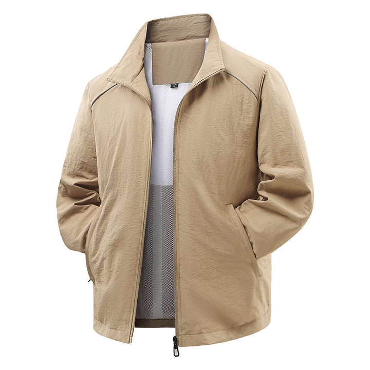 Herren  leichte verpackbare Zip-Up Windbreaker-Jacke mit atmungsaktivem Mesh-Futter und reflektierenden Schulterpaspeln Drune
