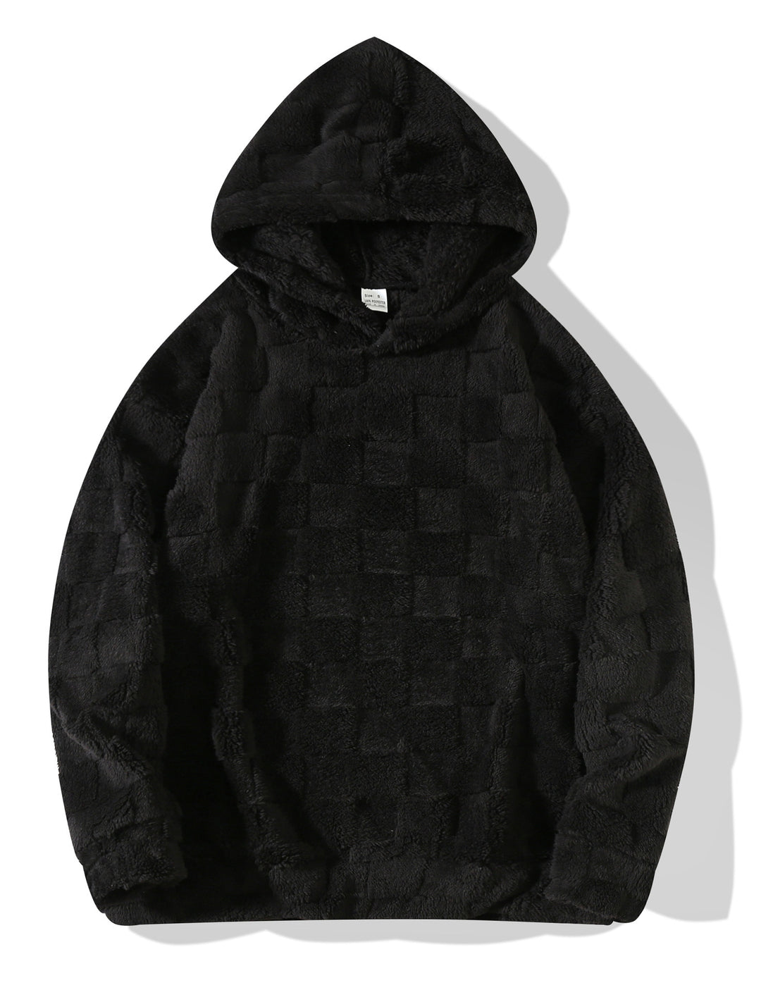 Damen Oversize-Plüschhoodie mit Karomuster, Kapuze und weichem Teddyfutter Drune