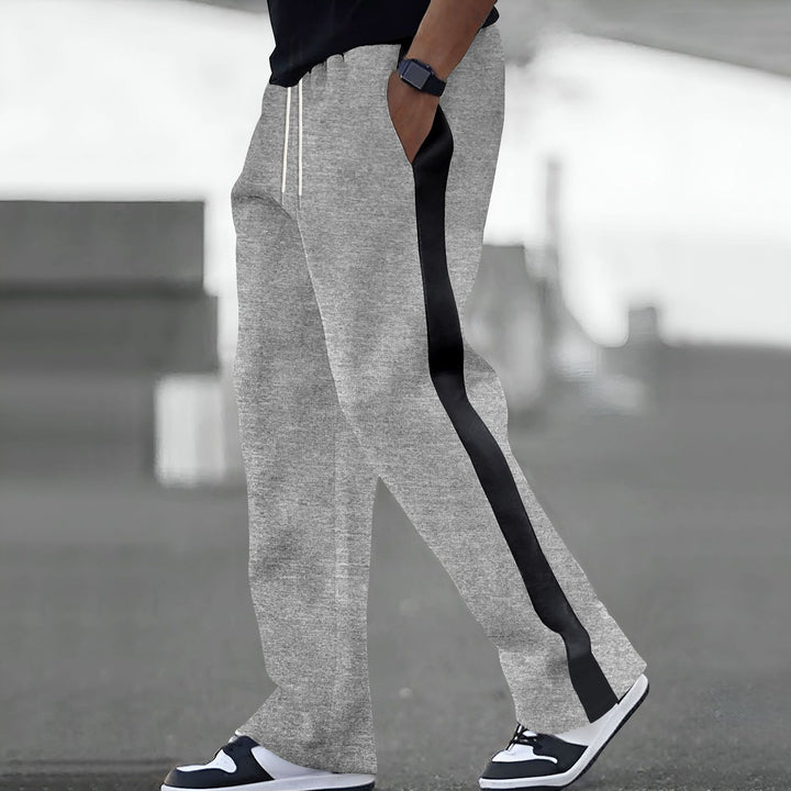 Herren Weite Trackhose mit Kontrastseiten, Tunnelzug und geripptem Bund Drune