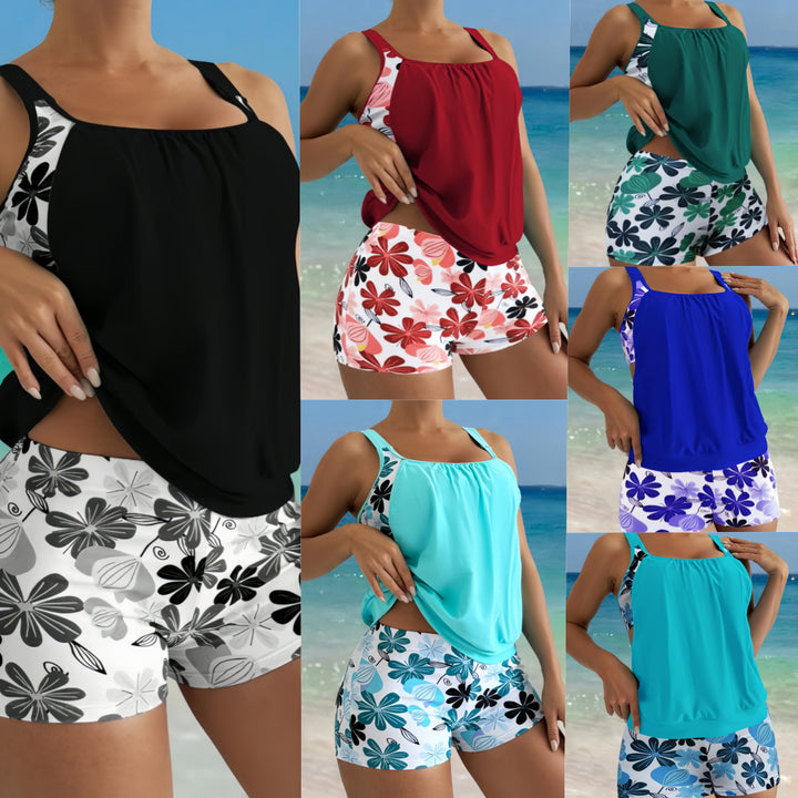 Damen Tankini-Set mit modischem Kurztop und Blumenmuster Drune