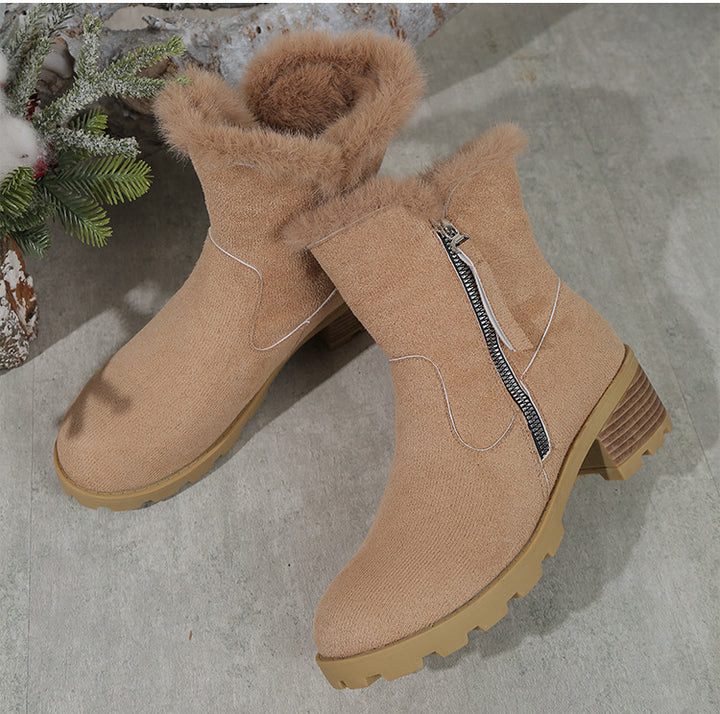 Damen Winterstiefel mit kuscheligem Fellkragen und rutschfester Sohle Drune