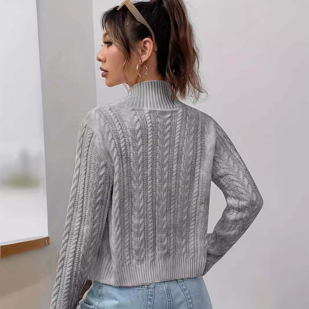 Damen Strickjacke mit hochgeschlossenem Design und stylischem Zipper Drune