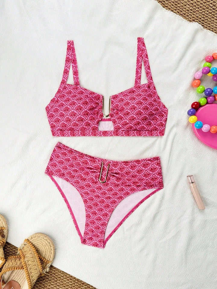 Damen Hochgeschnittener Bikini mit seitlichem Schnallendetail Drune