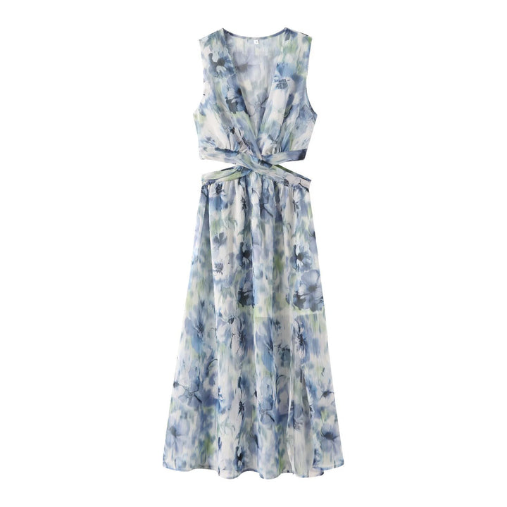 Damen Maxikleid mit elegantem, floralem Design und raffiniertem Rückenausschnitt Drune