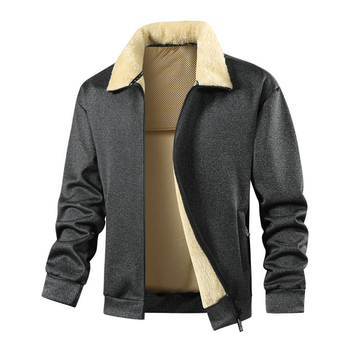 Herren Wattierte Teddyfleece-Bomberjacke mit Stehkragen & durchgehendem Reißverschluss Drune