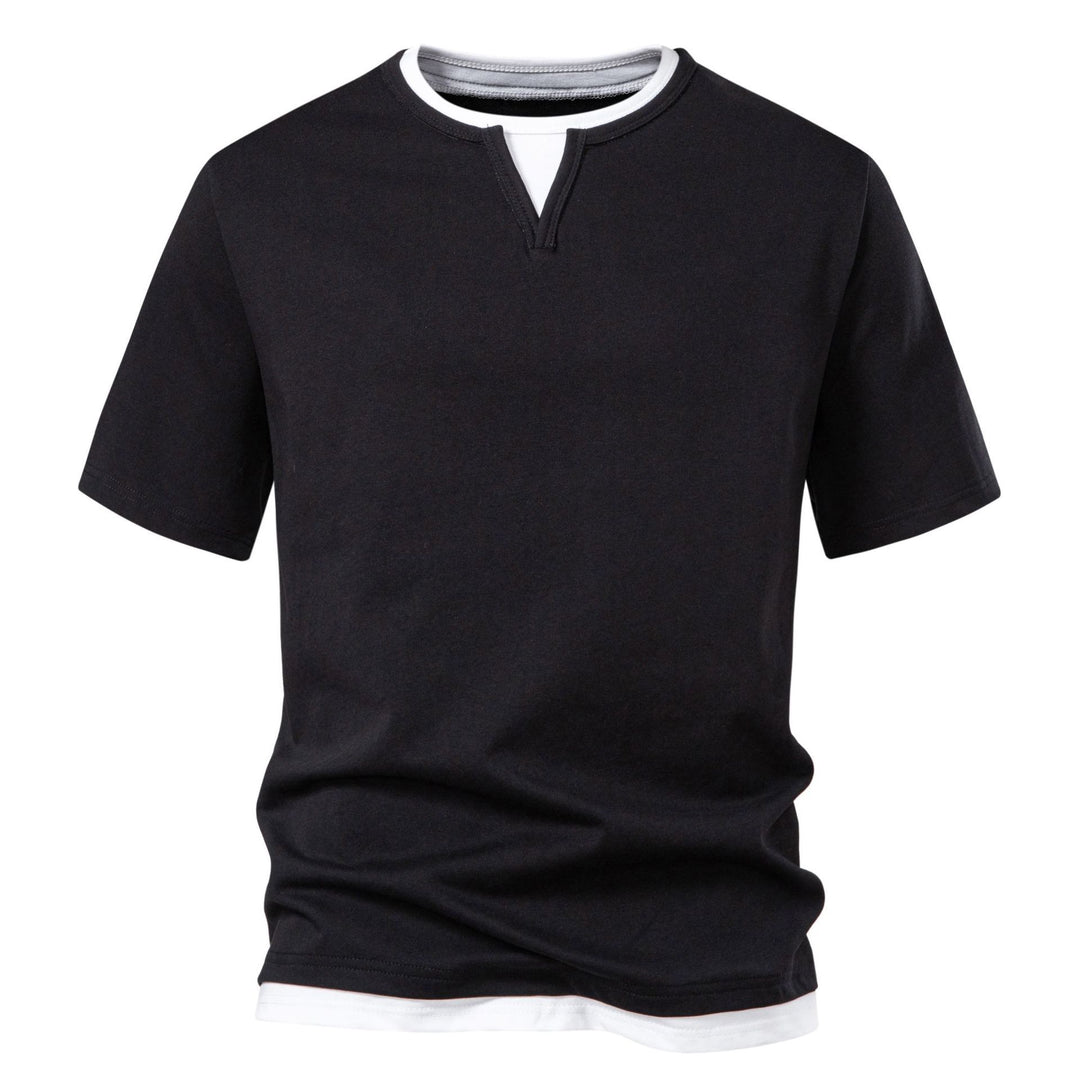 Herren Langarmshirt mit Lagen-Look und markantem Schlitzkragen Drune
