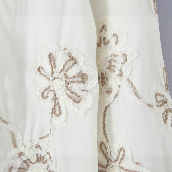 Damen Elegant bestickte Bluse mit Raffungen Drune