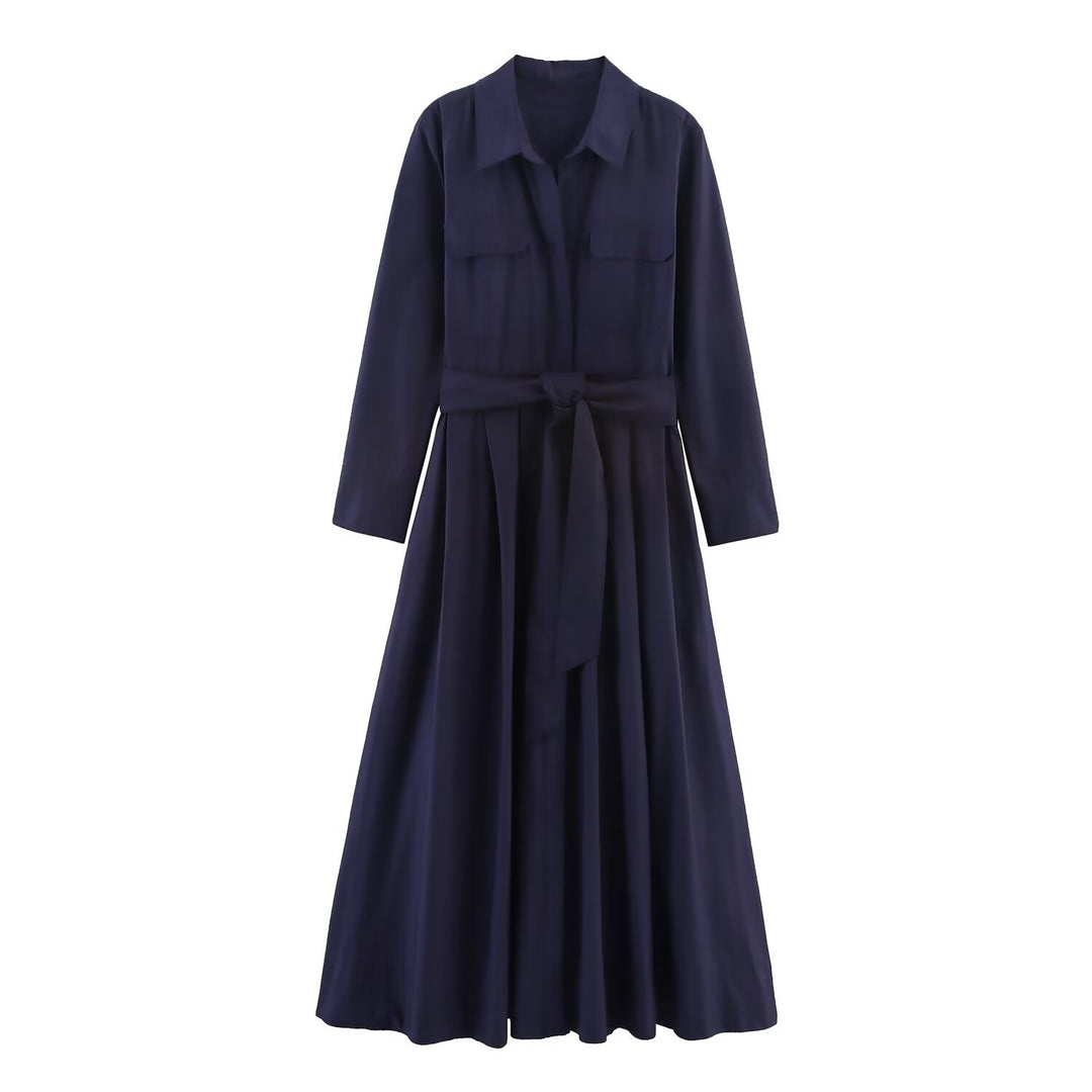Damen 100+ Hemdblusenkleid mit Bindegürtel und A‑Linien‑Rock Drune