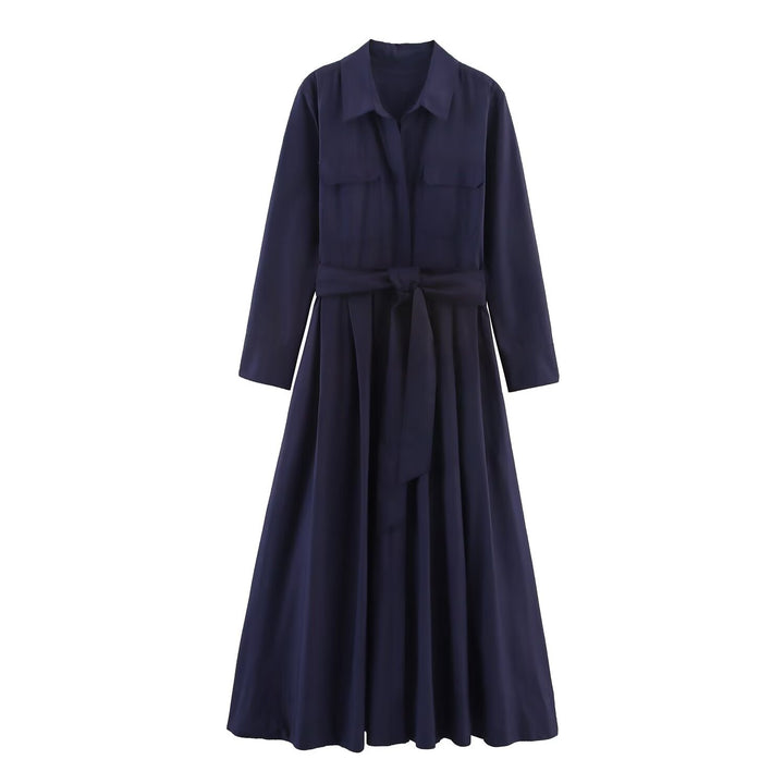 Damen 100+ Hemdblusenkleid mit Bindegürtel und A‑Linien‑Rock Drune