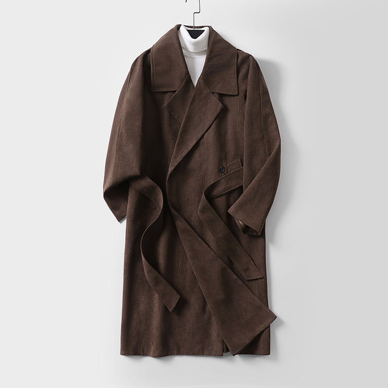 Damen Oversize-Mantel mit breitem Revers und Taillengürtel Drune