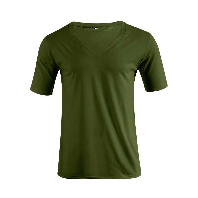 Herren nan V-Ausschnitt T‑Shirt aus feinem Jersey mit schmaler Silhouette und flachen Nähten Drune