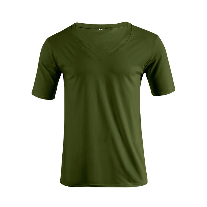 Herren nan V-Ausschnitt T‑Shirt aus feinem Jersey mit schmaler Silhouette und flachen Nähten Drune