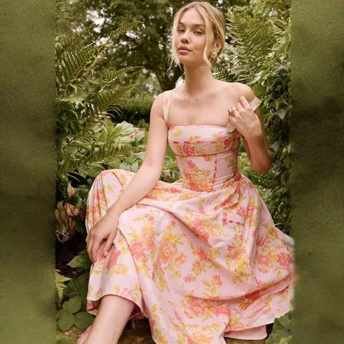 Damen Blumenkleid mit A-Linien-Schnitt Drune