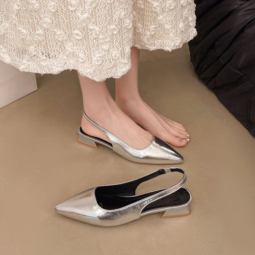 Damen Slingback Pumps aus glänzendem Material Drune