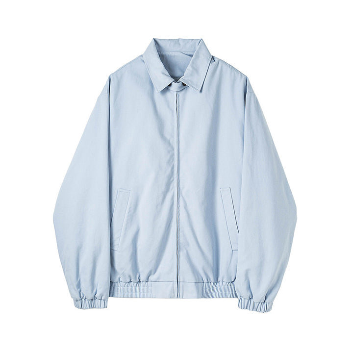 Herren Minimalistische Harrington-Übergangsjacke mit Stehkragen, Kinnschutzriegel und elastischem Saum Drune