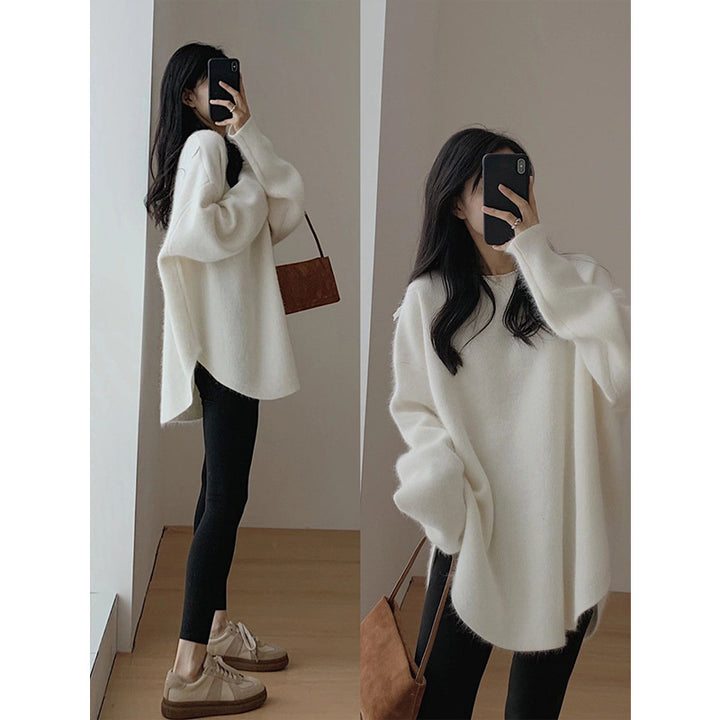 Damen Kuscheliger Oversized Pullover aus weichem Strickmaterial mit lässigem Schnitt Drune