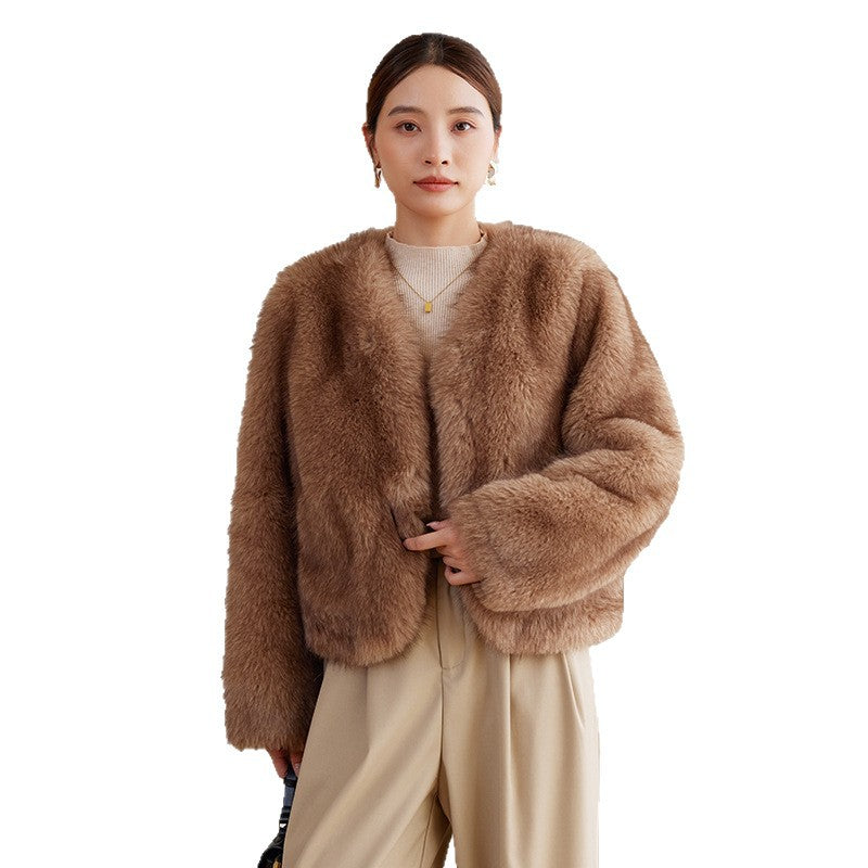 Damen Eleganter Felljacke Drune
