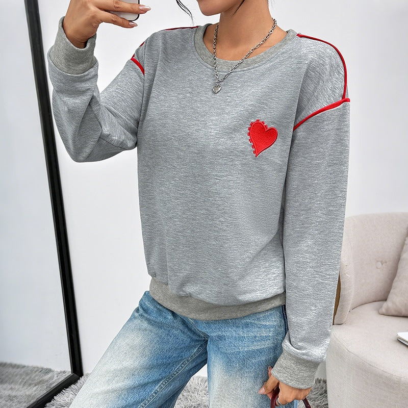 Damen Lässiger Pullover mit Herzdesign Drune