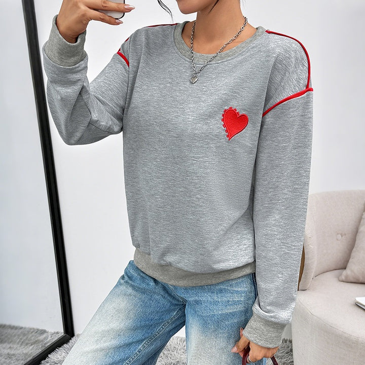 Damen Lässiger Pullover mit Herzdesign Drune