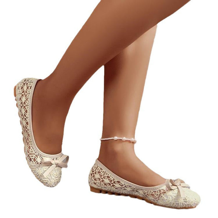 Damen Ballerinas mit filigranem Spitzen-Design und zarter Schleifen-Applikation Drune