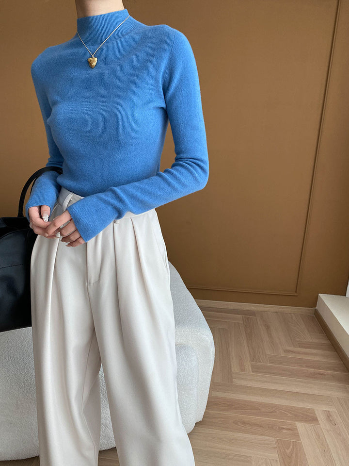 Damen Feinstrickpullover mit hohem Kragen und eleganter Passform Drune