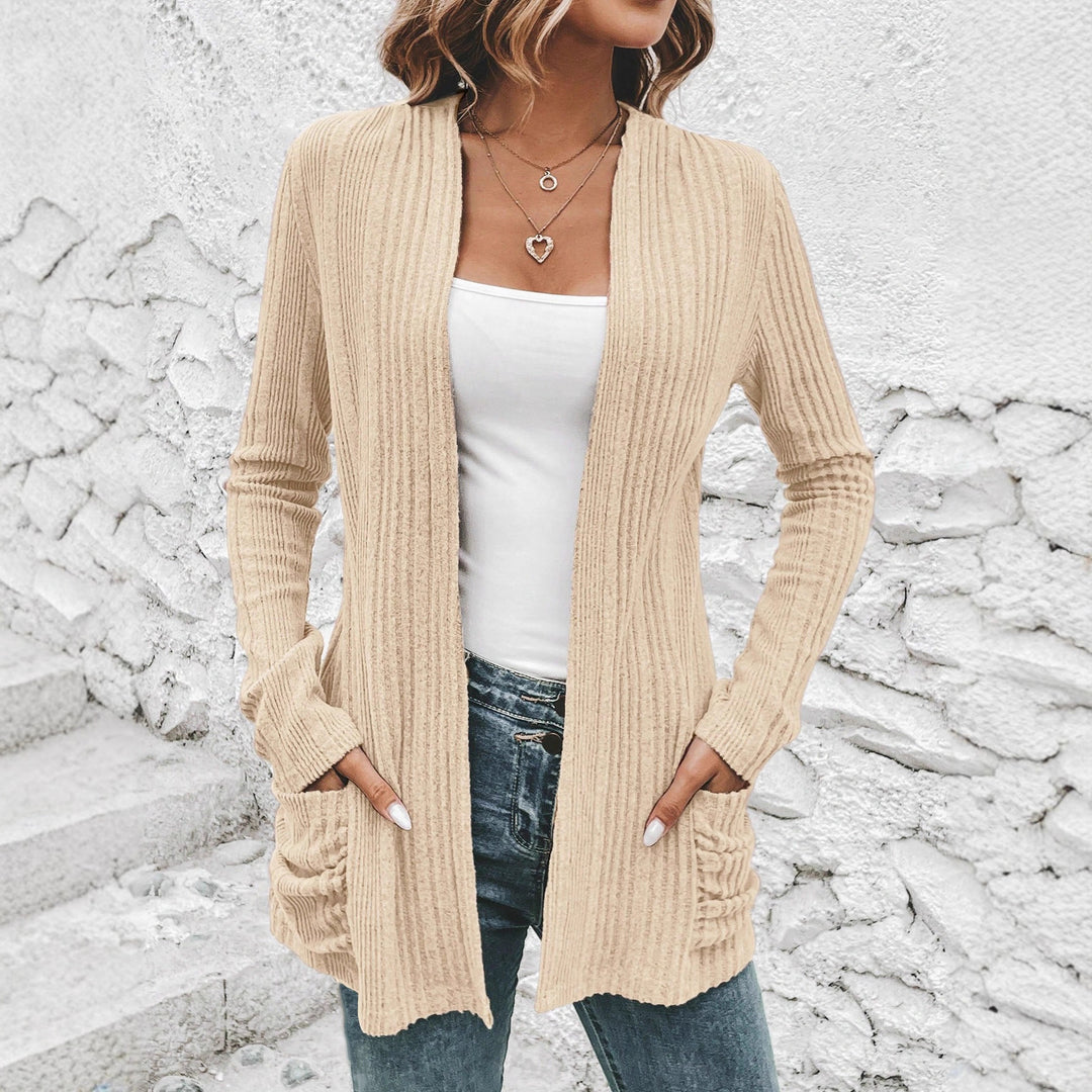 Damen Strickjacke mit langen Ärmeln und seitlichen Taschen Drune