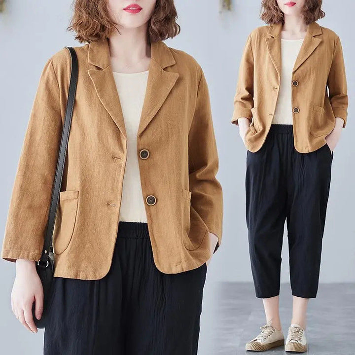 Damen lässiger blazer mit modischen Kontrastknöpfen Drune