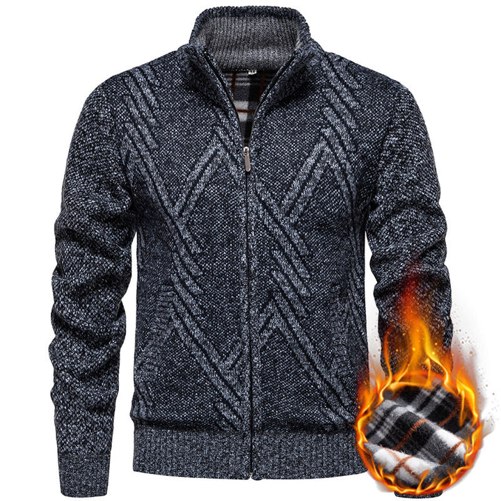 Herren Strickjacke mit strukturiertem Zopfmuster und praktischen Taschen Drune