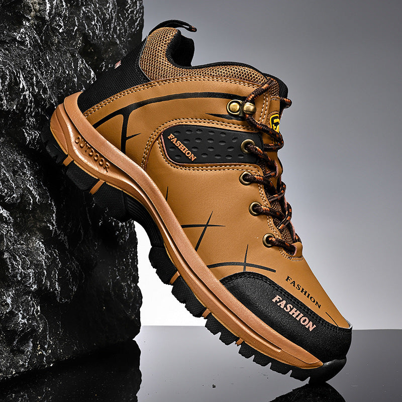 Herren knöchelhoher Outdoor‑Trekkingstiefel aus robustem Synthetik mit verstärkter Zehenkappe und griffiger Mehrzonen‑Profilsohle Drune