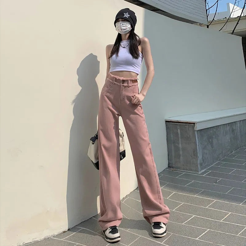 Damen Weit geschnittene High-Waist Hose Drune