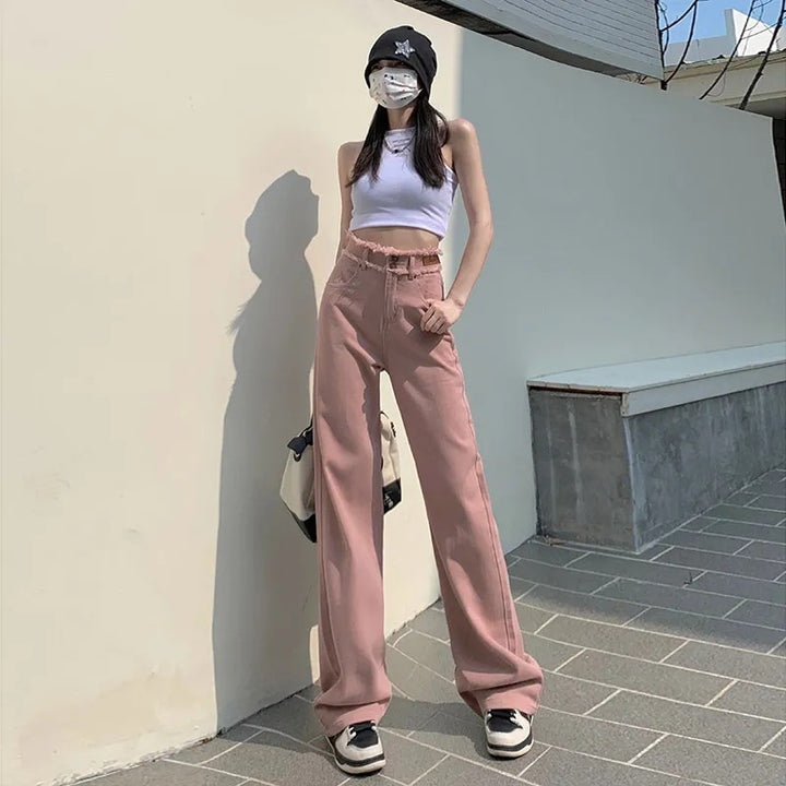 Damen Weit geschnittene High-Waist Hose Drune