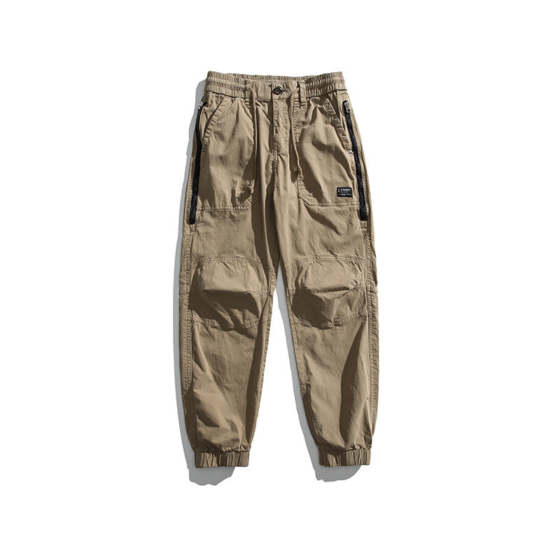 Herren Taktische Utility-Cargohose im Joggerstil mit verstärkten Kniepaneelen, Reißverschlusstaschen und elastischem Bund Drune