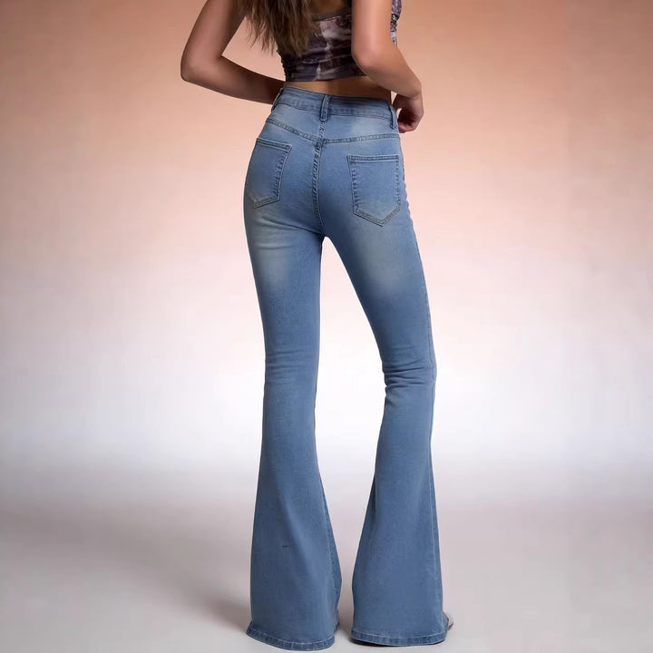 Damen nan hochtaillierte Schlagjeans mit figurformender Passform und weitem ausgestelltem Bein Drune